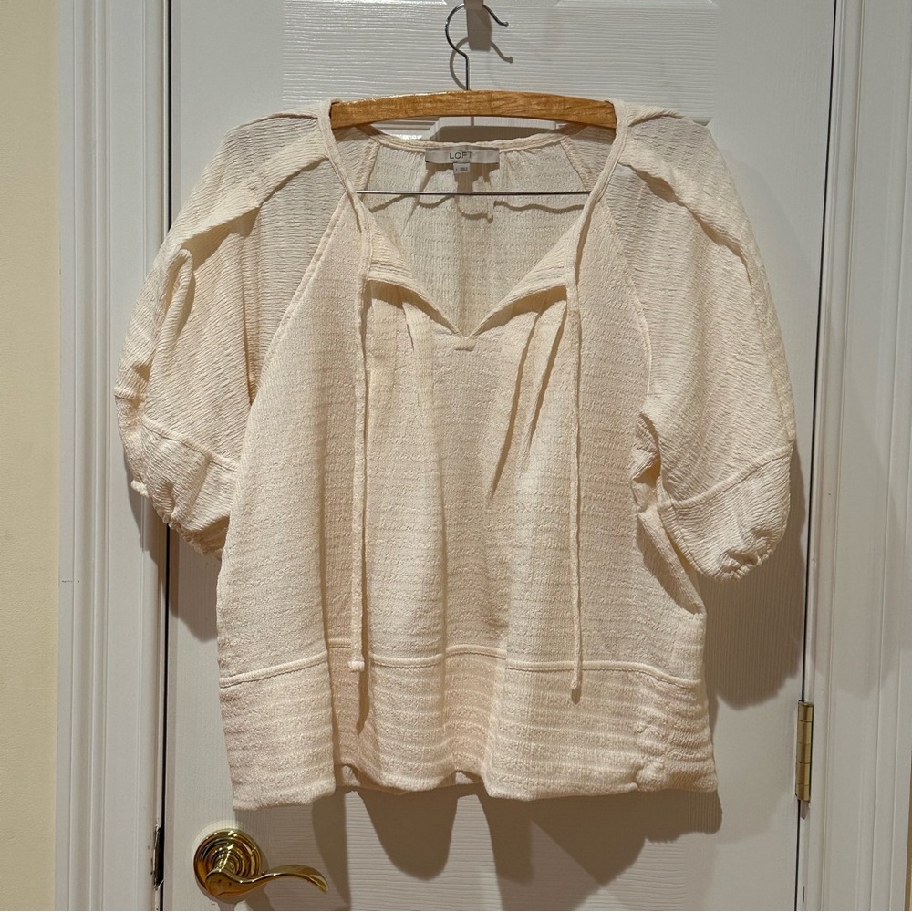 LOFT Elegant Cream Women's Top, Size Large